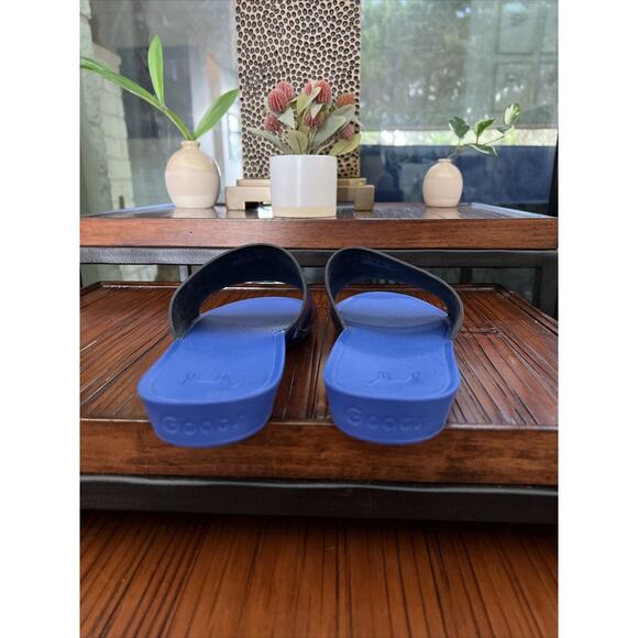 GOATS Black/Blue Stripe Comfortable Slip On Slide Sz 9.5 Women New Nordstrom - Picture 5 of 6